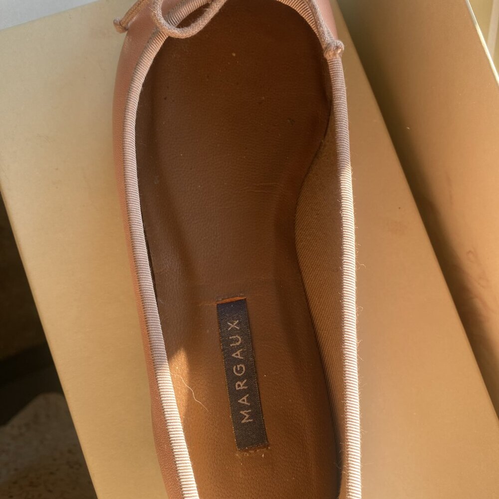 Margaux Pink Ballet Flats with Taupe Trim - Picture 4 of 6